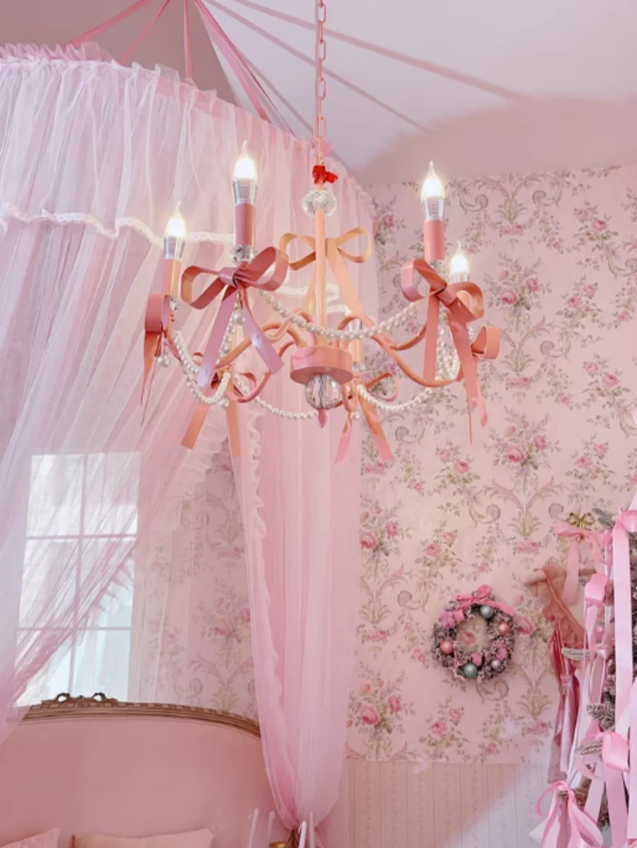 

Pink Lovely Children's Room Chandeliers Crystal Cute Kid's Bedroom Pendant Lights Living Room Bedroom Hanging Lamps
