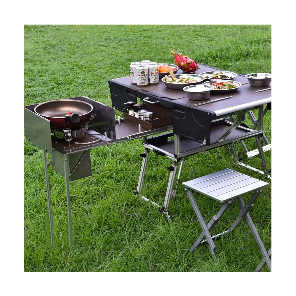 Mobile kitchen outdoor portable RV camping field cooker car self-driving travel equipment folding stove