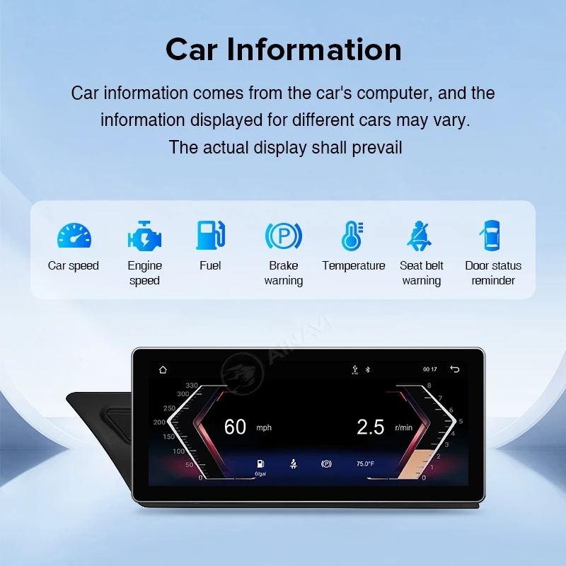 Radio para Auto AINAVI para Audi A4 A5, Carplay Inalámbrico, Android Auto, Bluetooth, 2 Din, Pantalla Táctil HD, Tecnología de Laminación Completa, Pantalla Carplay para Coche, Radio para Auto, 10.25 Pulgadas 8