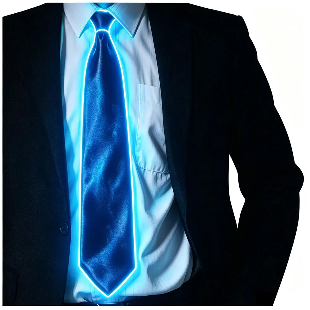 Men Glowing Tie EL Wire Neon LED Luminous Party Haloween Christmas Luminous Light Up Decoration DJ Bar Club Stage Prop Clothing