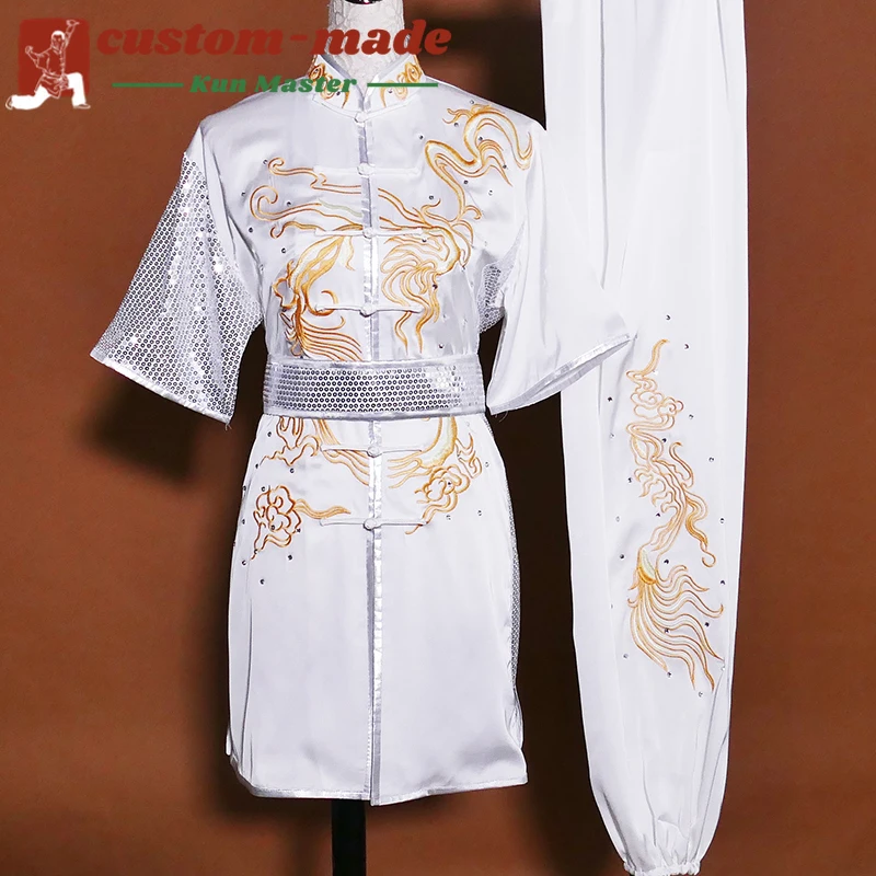 

Униформа для боевых искусств на заказ, костюм кунг-фу с вышивкой дракона, длинный кулак южного кулака, усиленный для соревнований по форм кунг-фу