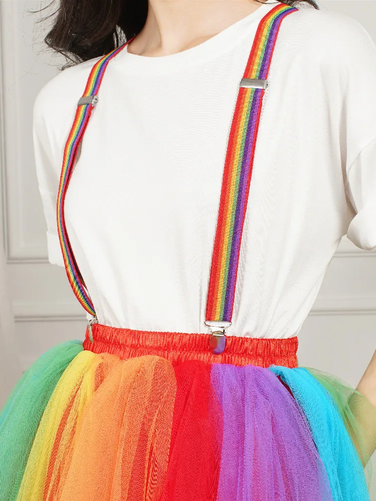 MisShow Women Rainbow Tutu Short Skirt 5 Layers Soft Tulle Pettiskirt Girls Christmas Halloween Cosplay Costumes Mesh Skirts