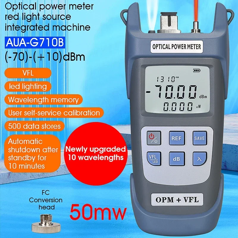 3 in 1 FTTH Fiber Optic Power Meter VFL LED Light with SC/FC/ST Universal Connector -70~+10dBm Fiber Optical Tester 1-50MW