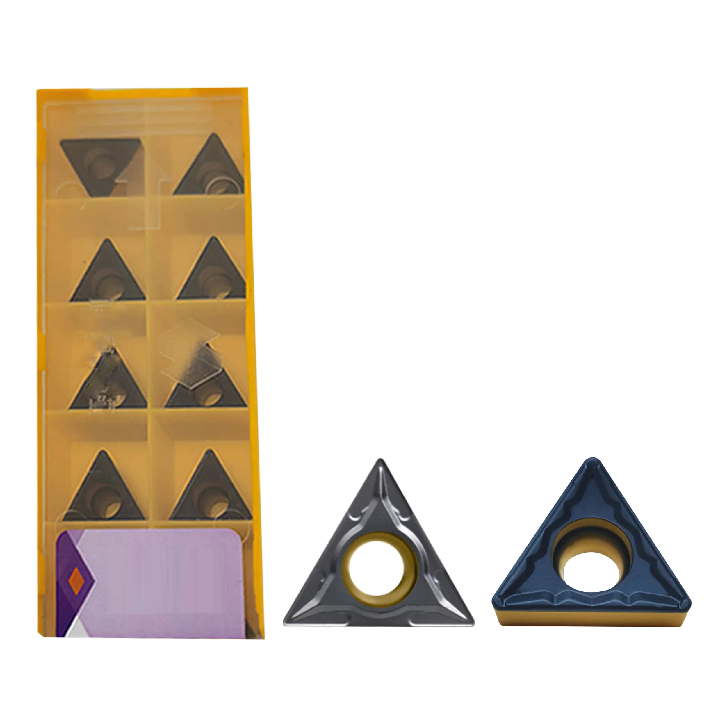 Herramientas de torno de Metal CNC HS8125, TCMT16T304-MP de alta calidad, cuchillas triangulares de carburo, insertos de doble Color, para acero