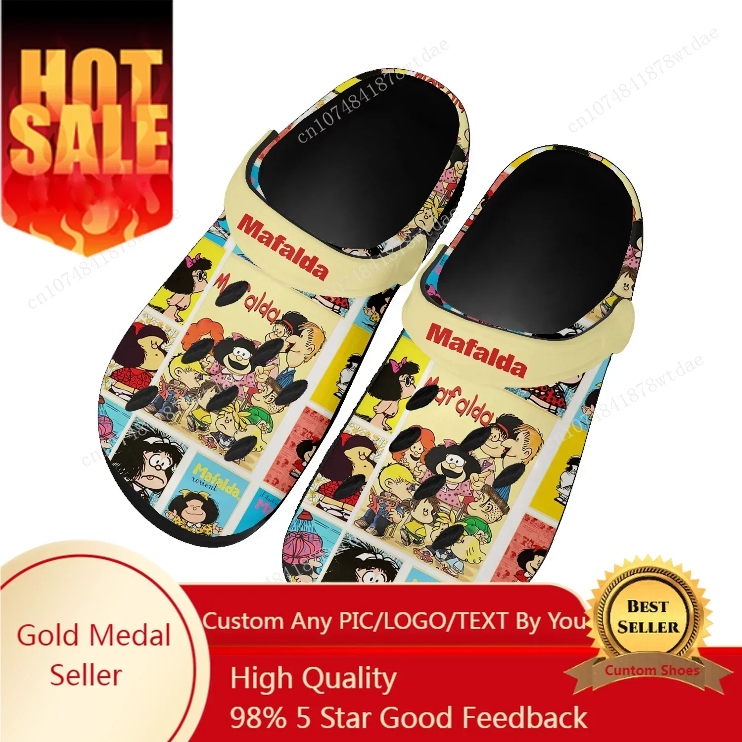 

Mafalda Home Clogs Mens Womens Teenager Custom Made Water Shoes Cute Comics Manga Cartoon Garden Beach Hole Slippers Sandals