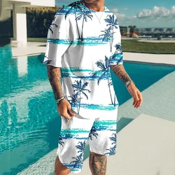 Summer Hawaii T-Shirts Shorts Sets Sea Beach 3D Print Men's Fashion Tracksuits Short Sleeve T Shirt Pants Set Man Suits Clothing