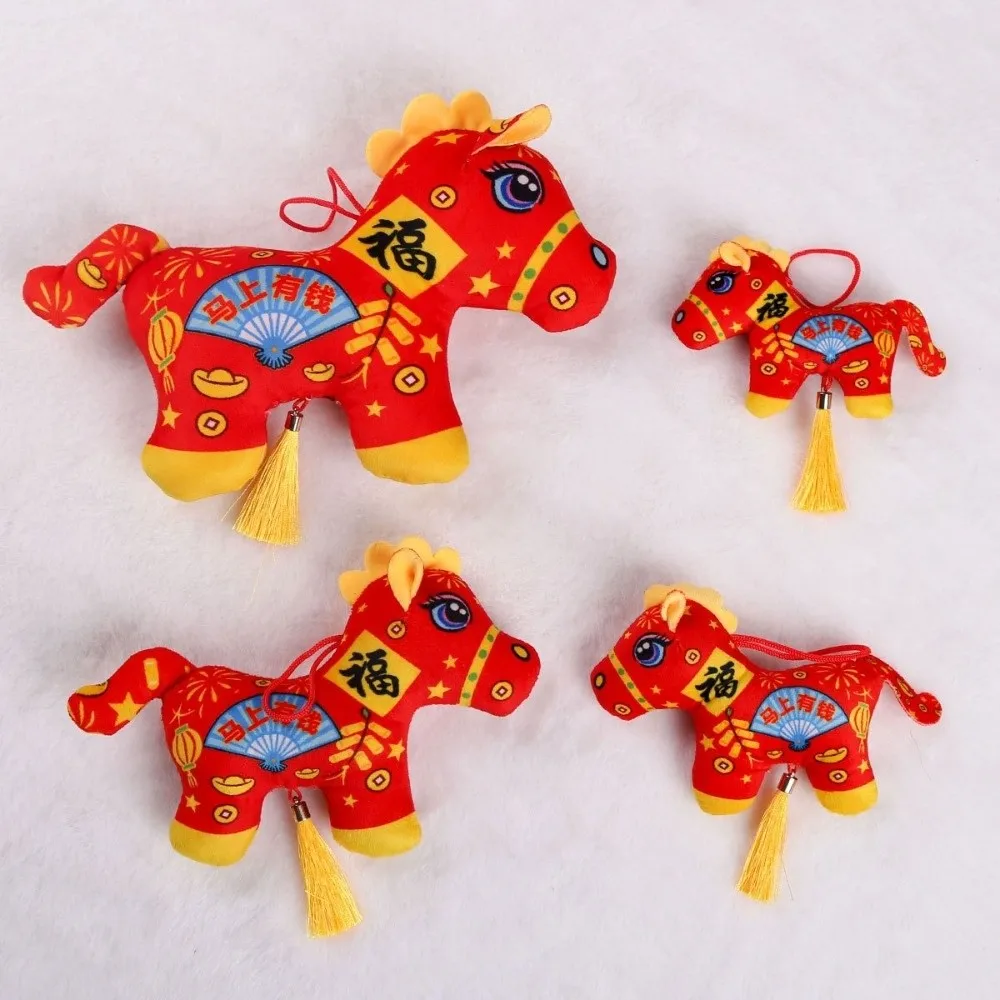 Bonito cavalo de pelúcia boneca pingente 11/13/16/24cm 2026 ano de cavalo animal de pelúcia cavalo kawaii realista zodíaco mascote bonecas