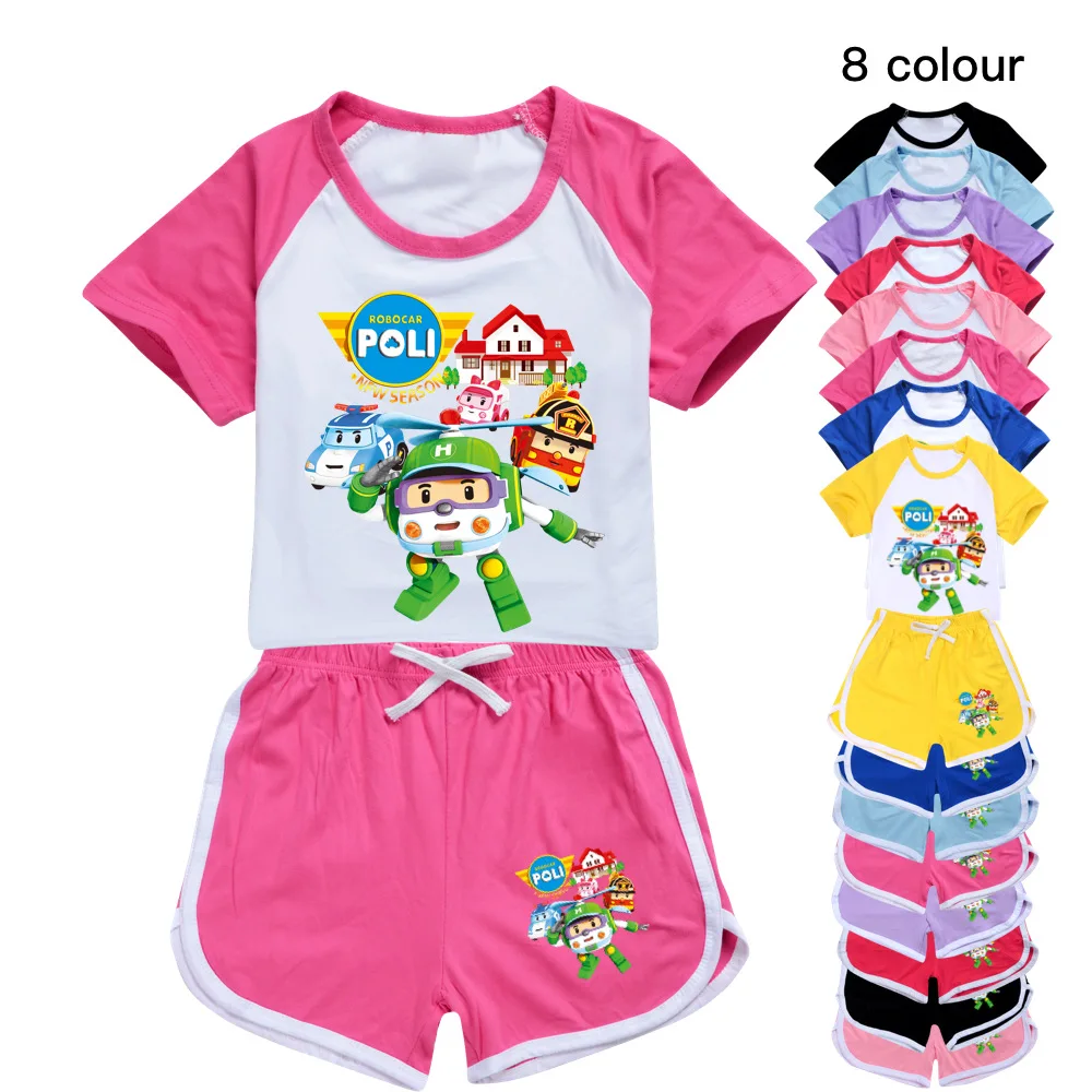 Kinder kleidung poli Sommer Baby Mädchen T-Shirt Hosen Set Jungen lässig kurze Tops Anzug Kleinkind Kinder Pyjama Kleidung 1966