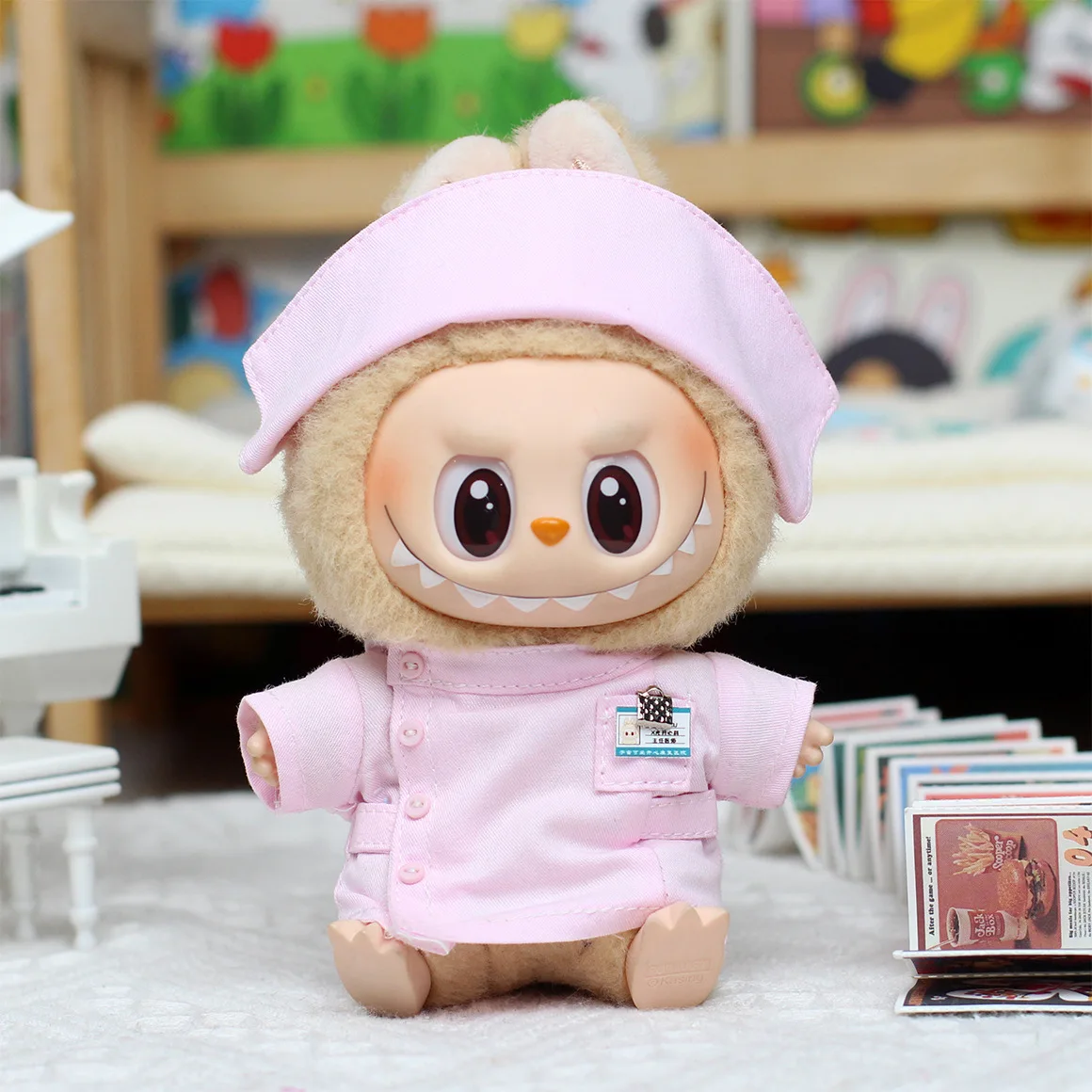 라부부 17cm 의상 액세서리 몬스터 의류 어린이 선물 의사 및 간호사 작업복 마스크 및 신발