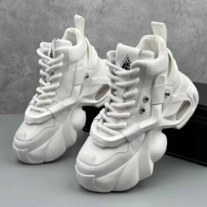 Men\'s Boots High Top  New Trend Wear-resistant Synthetic Leather Boots Casual Lace Up Height Increasing Fashion Boots 2025