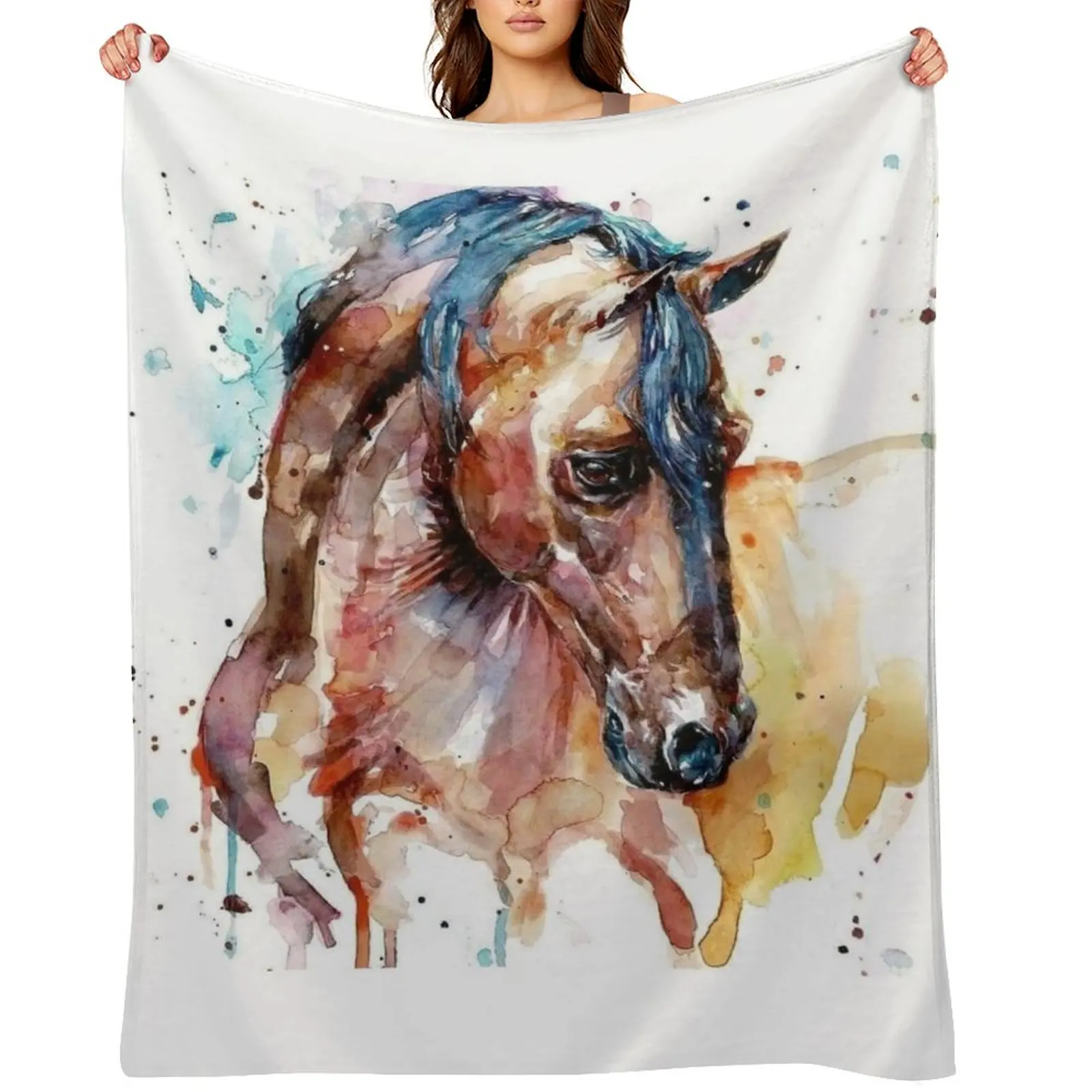

Portrait of an Arabian horse Throw Blanket Baby Thins christmas decoration Blankets