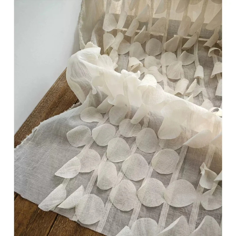 Three-Dimensional Circle Texture Perspective Pleated Mesh Material New Chinese Style Creative Dress Design DIY Clothing Fabric