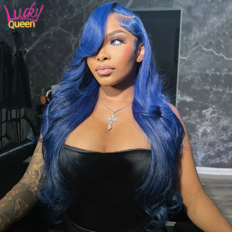 

Парики из натуральных волос, полуночные, темно-синие, 7X5, бесклеевые, Remy, предварительно выщипанные, прозрачные, бразильские, 13X6, кружевные, фронтальные, плотность 180, объемная волна 5X5