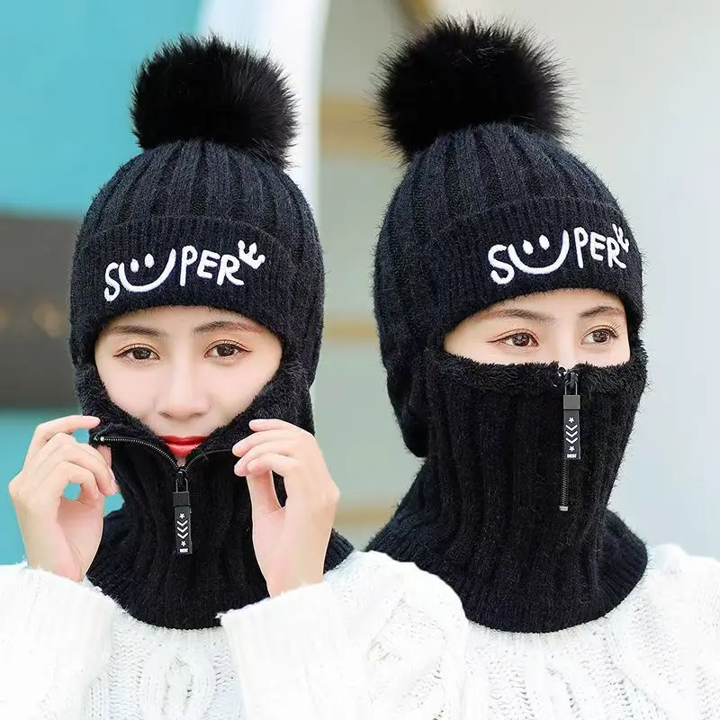 1 Stück Wintermütze für Damen, lässig, dick, warm, aus Fleece, winddicht, zum Reiten, mit Kapuze, als Nackenwärmer, Mütze, Sturmhaube, Maske – Detail 5