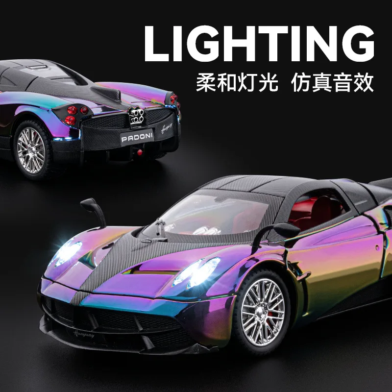 1:24 Pagani Huayra Dinastia Supercar Legering Automodel Collectie Ornamenten Geluid Licht Trek Jongen Cadeau Geluid & Licht Miniatuur