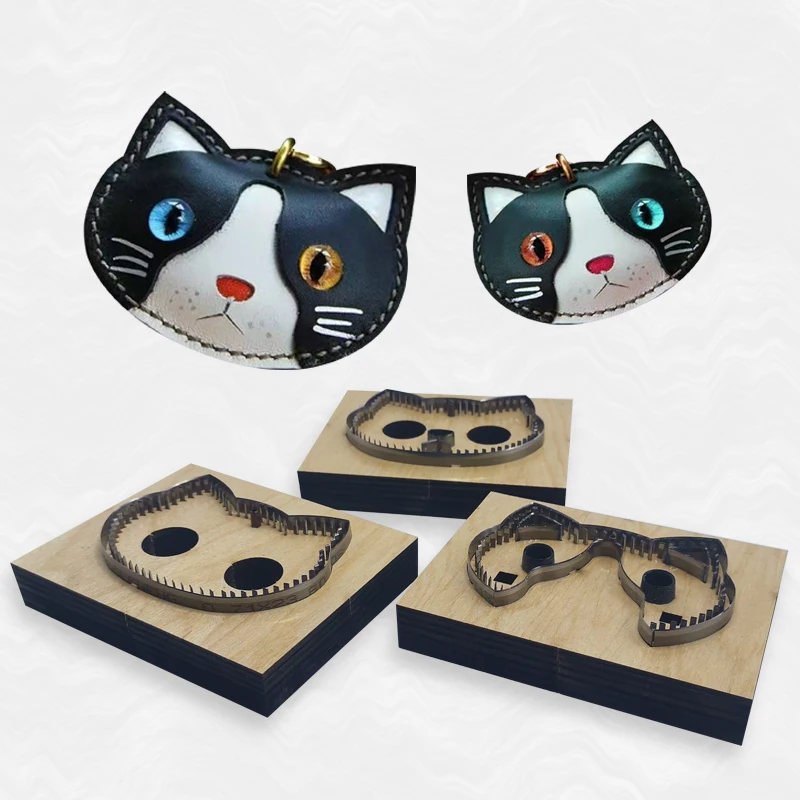 Cow Cat Three-Piece Set High Carbon Steel Leather Cutting Knife DIY Handmade Leather Goods Die Mold for Crafting And Hobbies