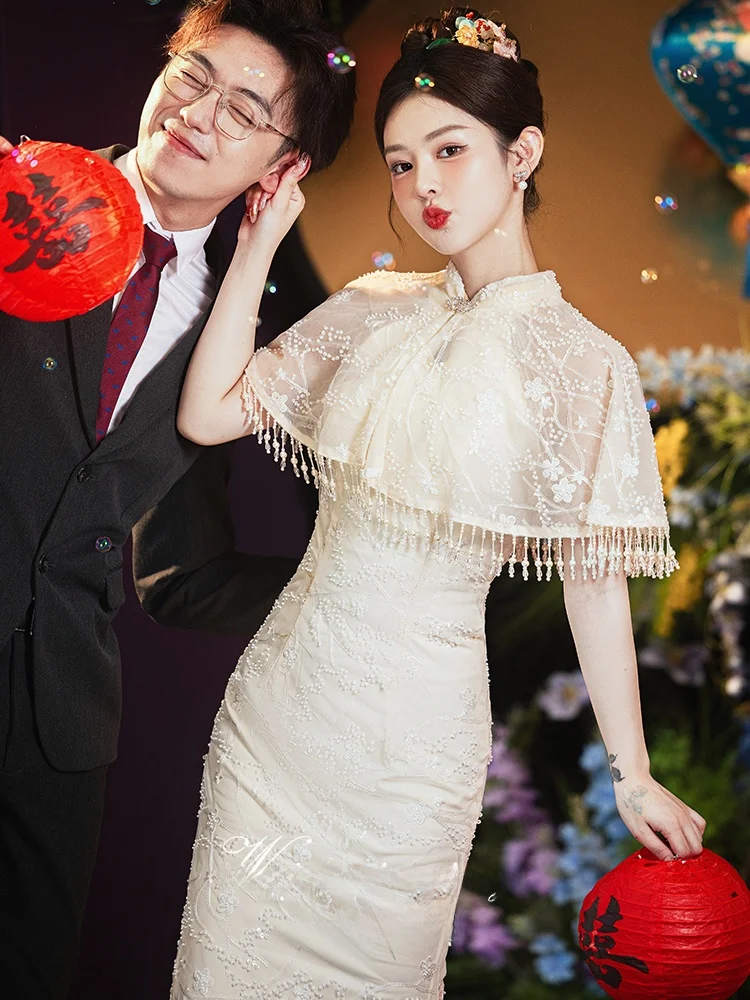 

Элегантное кружевное вечернее платье для женщин, новинка 2025 года, в китайском стиле, высококачественное, для помолвки, свадьбы, торжественных мероприятий