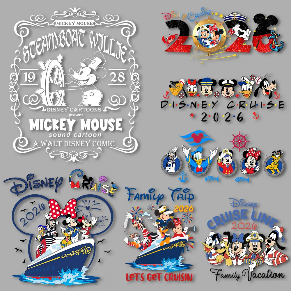 2026 Mickey Minnie Cruise Family Trip Vacation Iron on transfers Heat Press Stickers for clothes Decals Iron on Tshirts