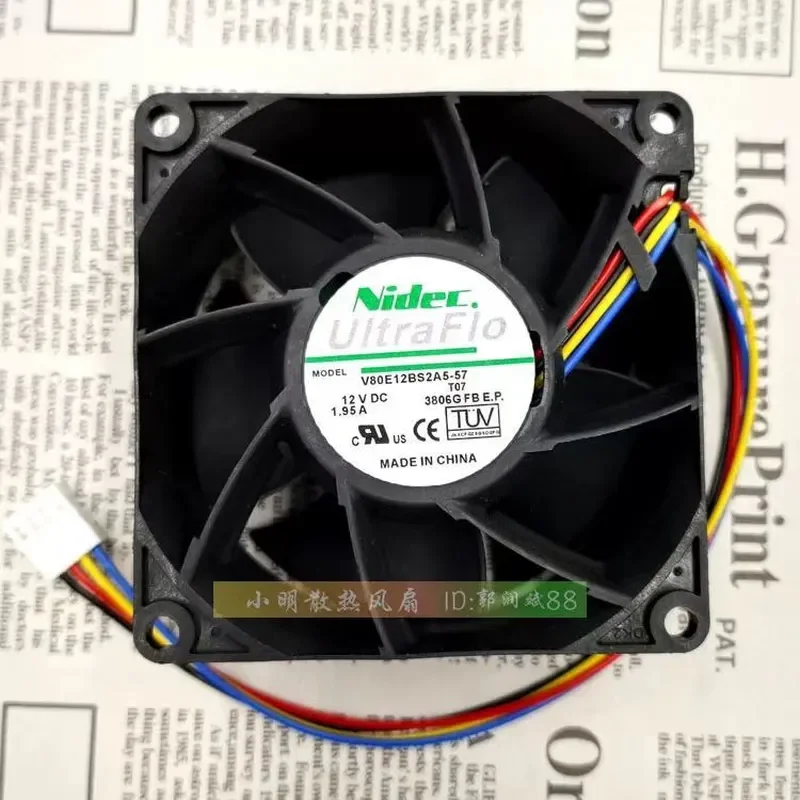 for Japan Nidec V80E12BS2A5-57 12V 1.95A 8038 8cm Server Cooling Fan