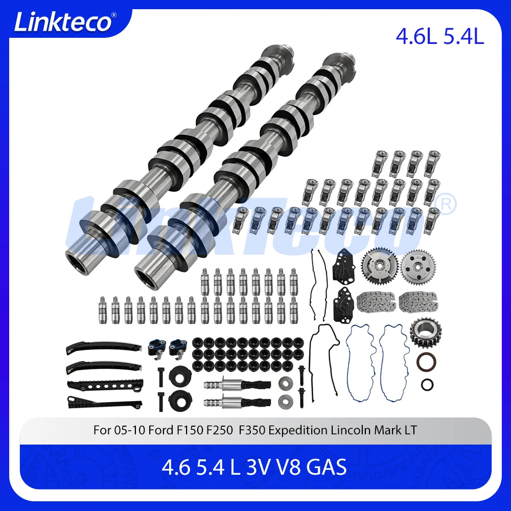 

Engine Left & Right Camshafts Lifters Rocker Arms Timing Chain Phasers Kit Fit 4.6 5.4L V8 For 05-10 Ford F150 Lincoln 4.6L 5.4L