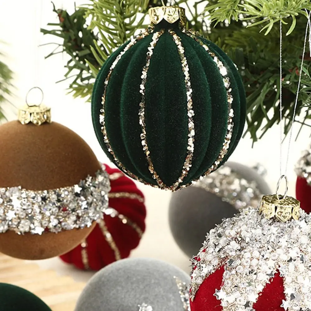 

16Pcs Creative Christmas Decoration Pendant Shiny Shatterproof Flocking Christmas Ball Reusable Elegant