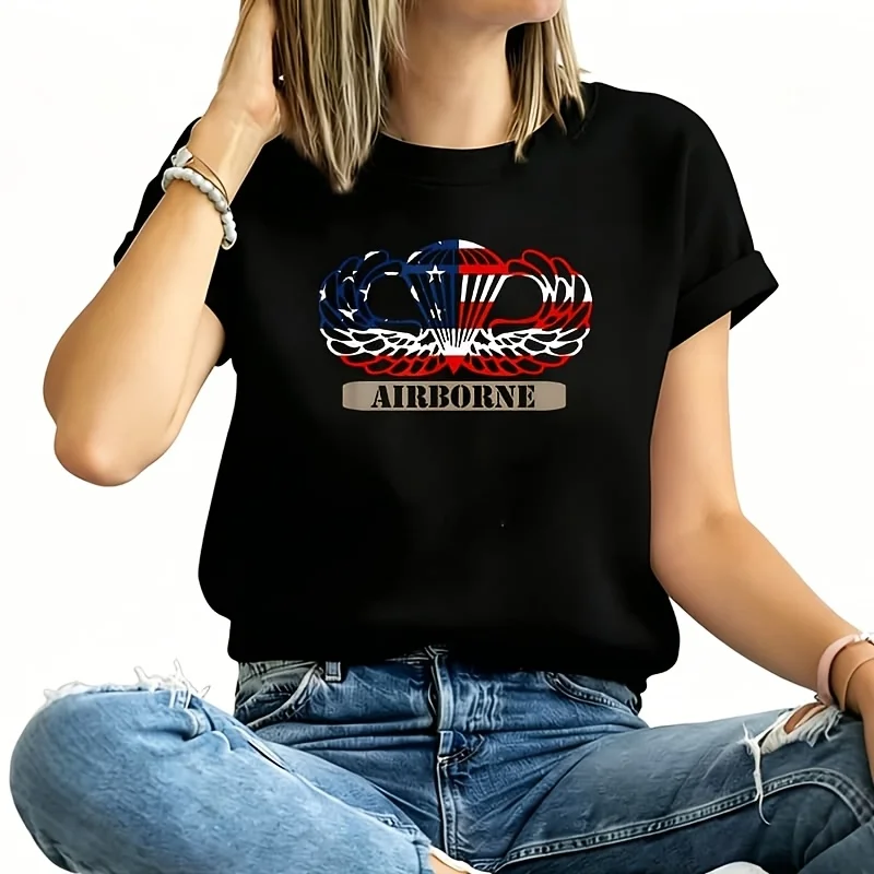Airborne Paratrooper Jump Wings Women's Plus Size T-Shirt 100% Cotton 220g