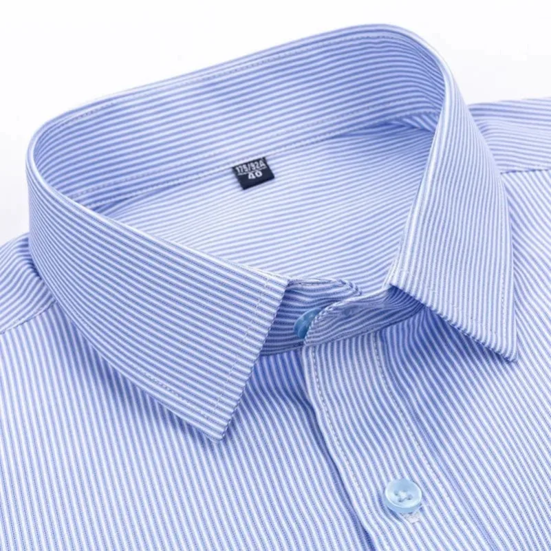 Premium Branded Men's Short Sleeve Shirts Summer Business Casual Striped Plaid Classic Workwear Purple Blue 6XL Plus Large Size