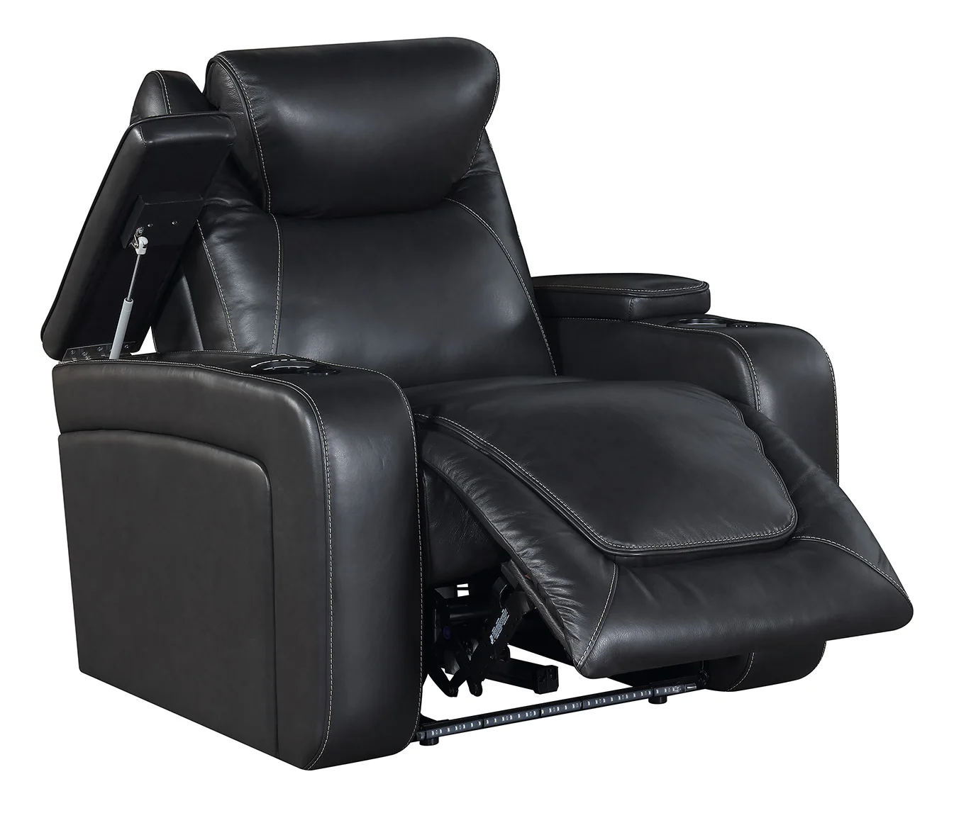 Powered Heated Massage Recliner Theater Chair, Headrest Home Theater Leather Recline Sofa Chair, Cinema Seats Recliner