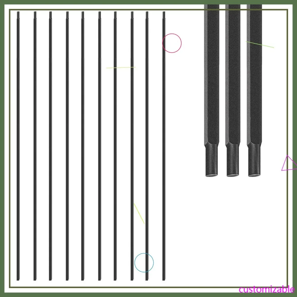 

Квадратные балясины из полого железа 1/2 дюйма, матовое черное покрытие, 30 штук для безопасности лестниц внутри помещений и современного декора