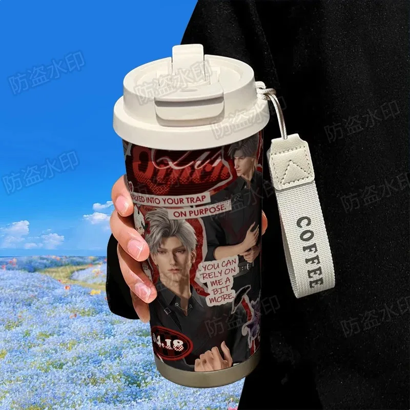 Nuevo 2026 Vaso Térmico de Acero Inoxidable 316 con Pajita, para Coche, Doble Compartimento para Bebidas, Diseño Cosplay de Love and Deep Space Zayne Sylus