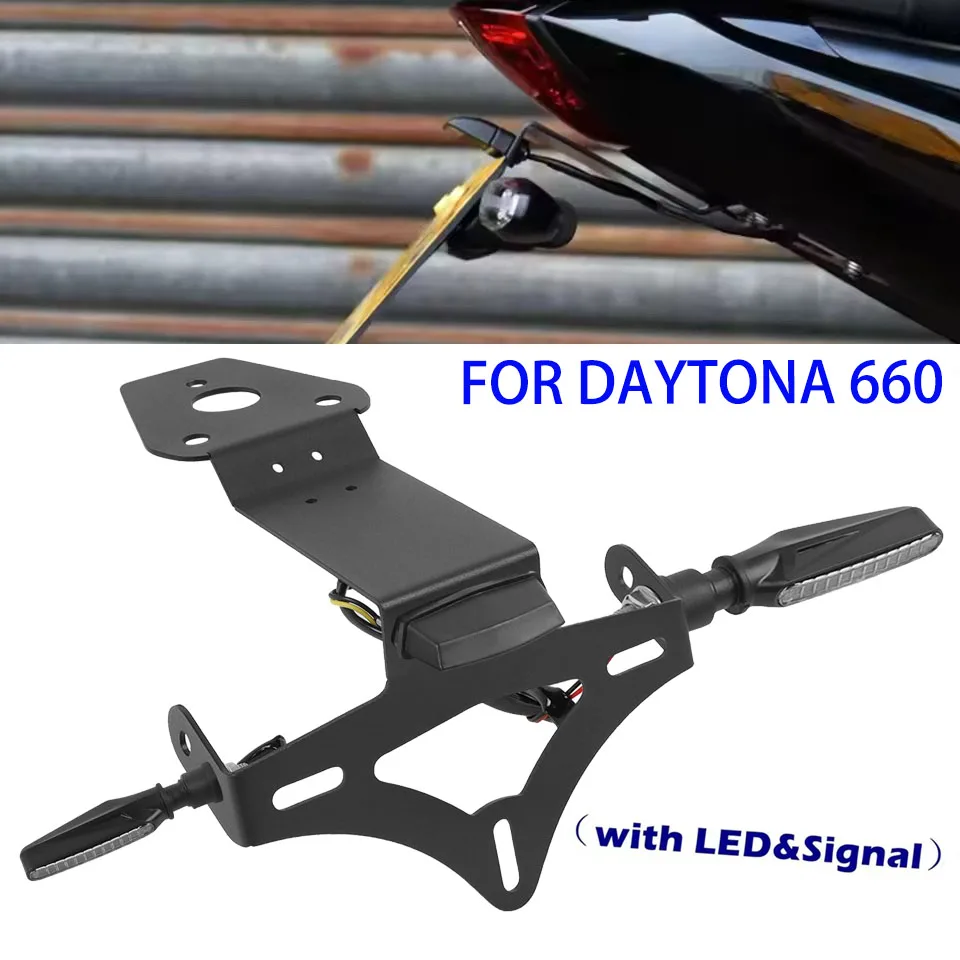 Image of Für Daytona 660 Daytona660 2024 2025 Kennzeichenhalter Heckaufwertung Heckhalterung Rahmen Kotflügel-Eliminator LED-Blinker
