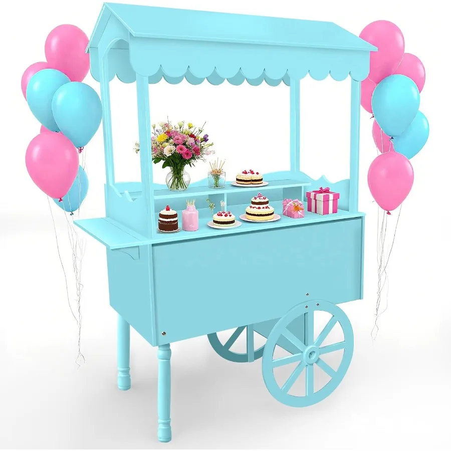 

Candy Cart Display Stand for Party Dessert Cake Cart Stand with Wheels Vintage Dessert Display Stand Decoration Cart with 100 B
