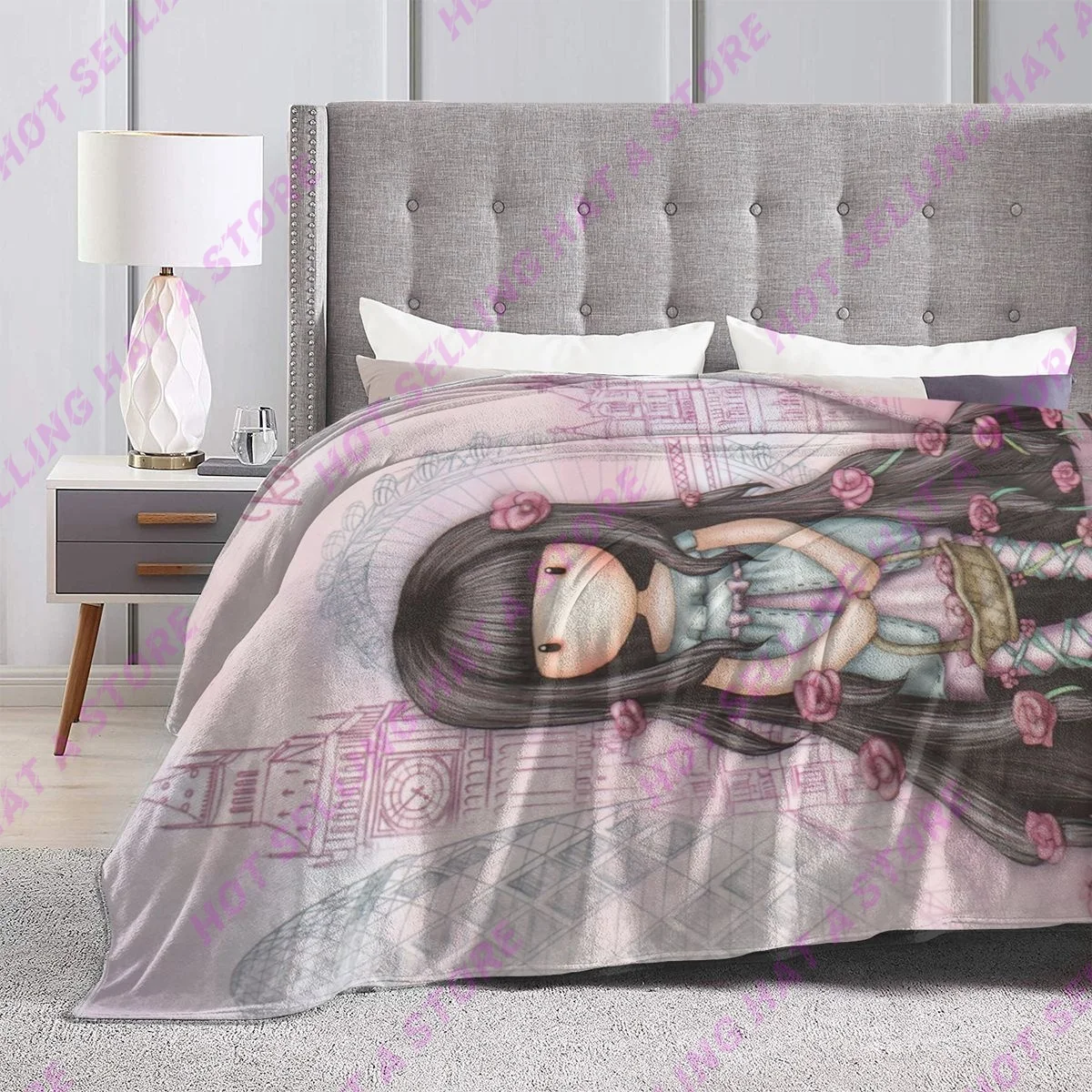 Summer Art Cartoon Santoro Gorjuss Throw Blanket Soft Fleece Autumn Warm Flannel Anime Girl for Sofa Outdoor Bedding Blanket