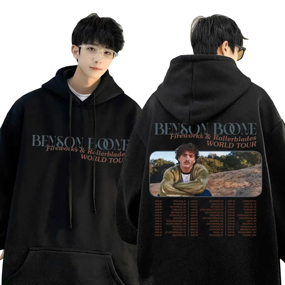 Benson Boone Hoodie Fireworks & Rollerblades World Tour Sweatshirt Men Hip Hop Oversized Streetwear Man Fashion Casual Tracksuit