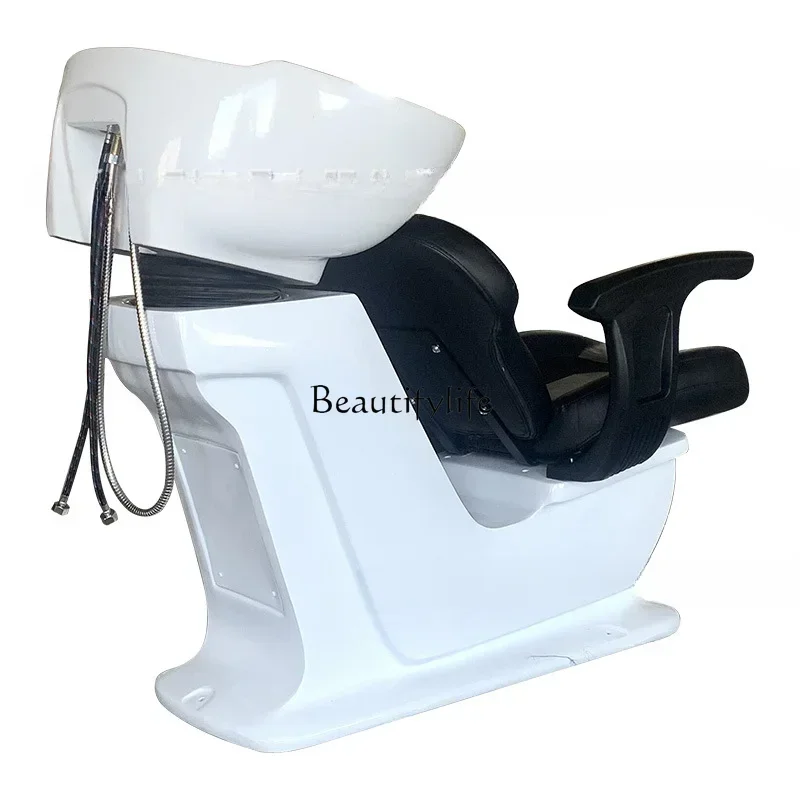 

06Hair salon special shampoo chair fiberglass ceramic basin half lying flush bed