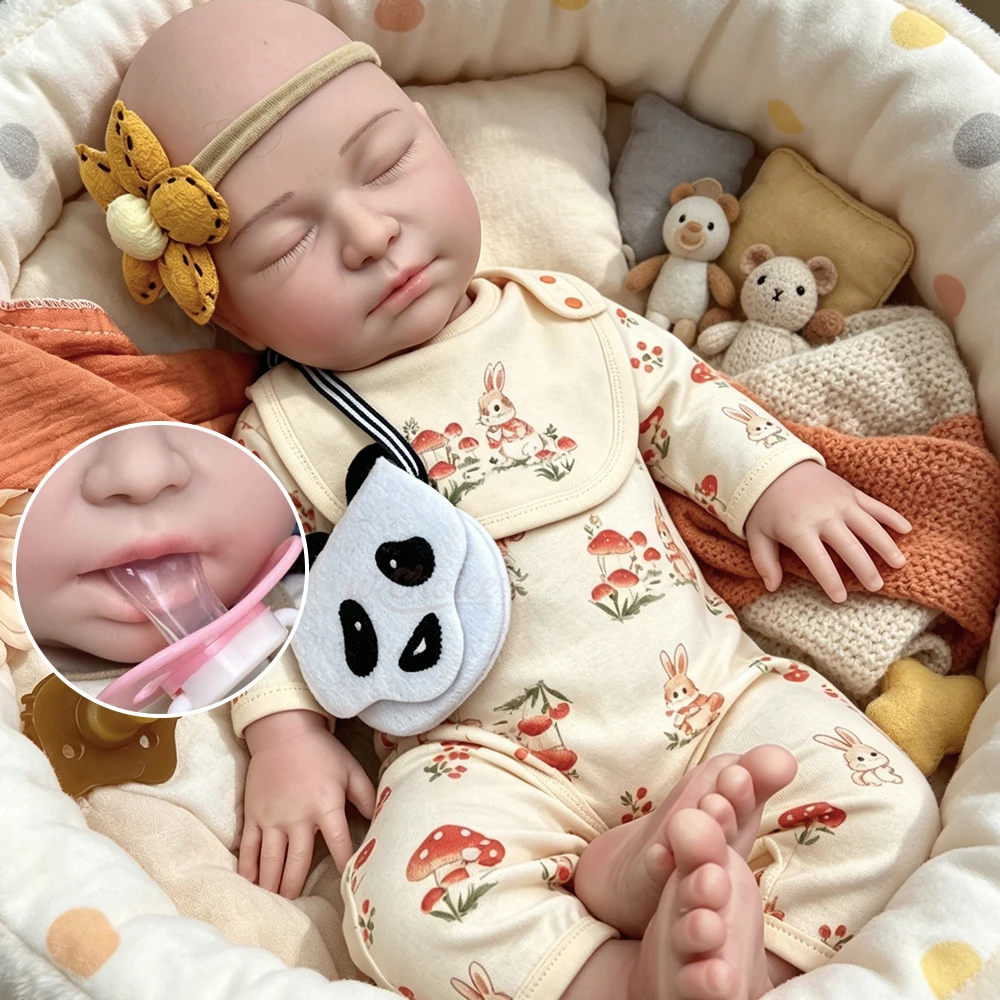 22inch Soft Silicone Reborn Doll Fine Detailed Features Comfortable to Hold Waterproof Doll Ideal Play Toy For Christmas Gift