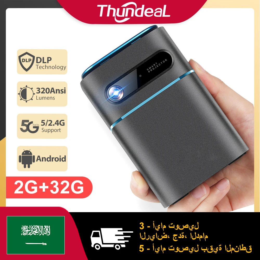 ThundeaL for 2K 4K Video DLP Projector Pocket Pico Android WiFi DLP Video Portable Mini Projector Home Outdoor Smart Beamer