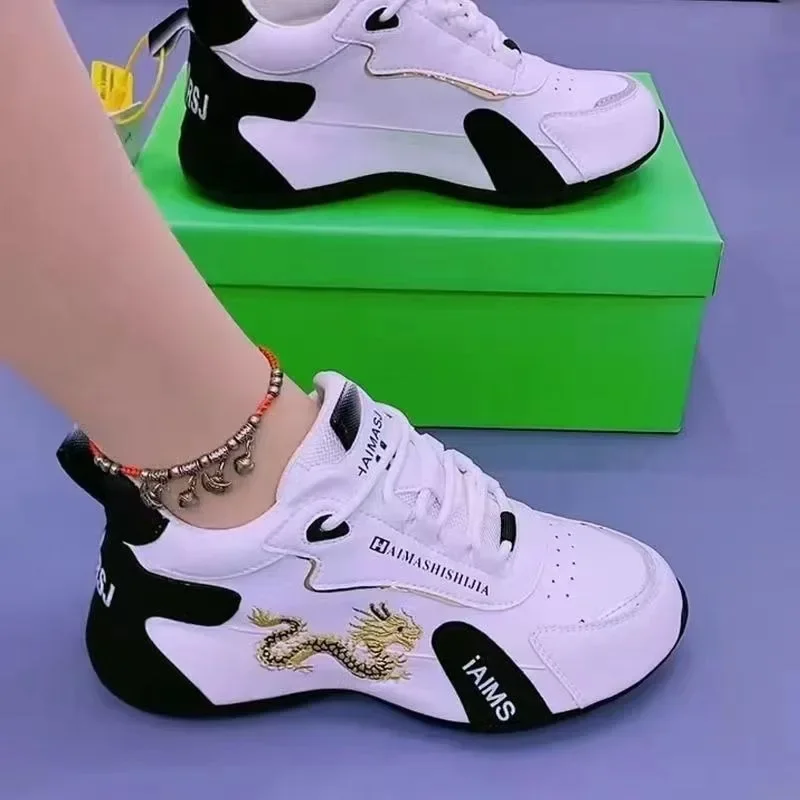 Zapatillas deportivas de diseñador para mujer, zapatos informales de cuero impermeables, ligeros, transpirables, antideslizantes, con plataforma,