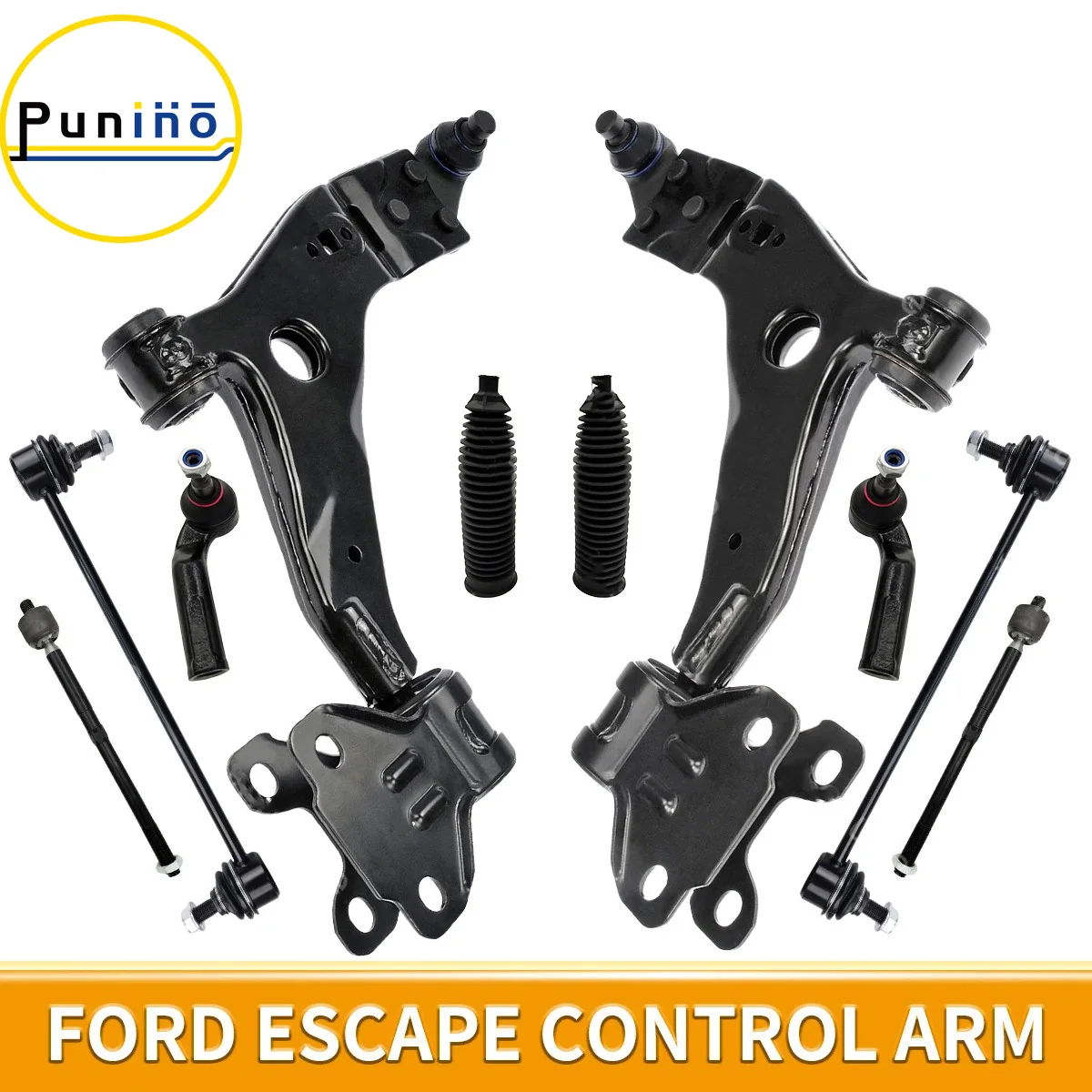 Punino Front Lower Control Arm Stabilizer Sway Bar Link Tie Rod 10pcs Kit for Ford Escape 2013 2014 2015 2016 - 2018 CV6Z3079C