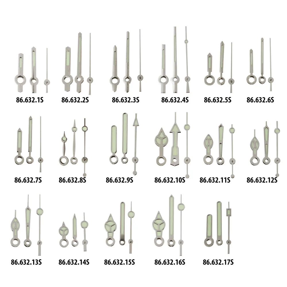 1Set Silver Luminous Watch Hands 3 Needles, Green Glow Pointer Set for Watch Modification & Customization