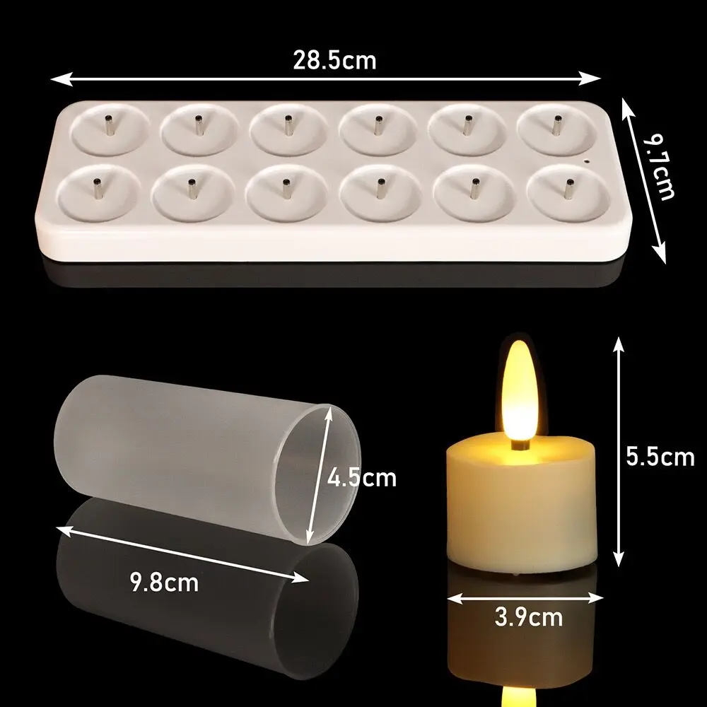 Set of 12 LED Rechargeable Tea Lights 3D Flame Candles Remote controlled with Timer Votive Candle for Wedding Christmas Party ta