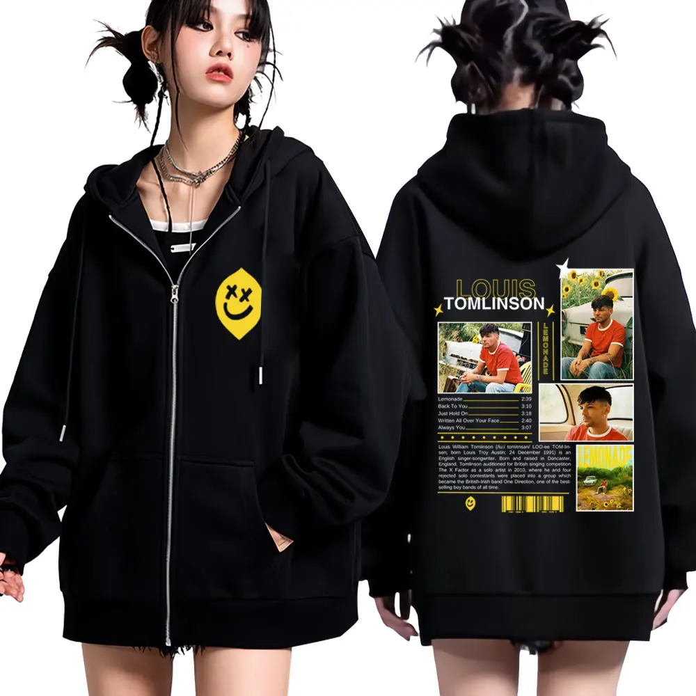 

Rapper Louis Tomlinson Double-sided Printed Zipper Hoodie Men Women Hip-hop Punk Pullover Fashion Thick Casual Zip Up Sportswear