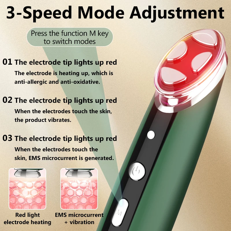 Masajeador de ojos eléctrico EMS, varita de elevación de microcorriente, elimina las arrugas de los ojos, eliminación de ojeras, infusión de crema de ojos con vibración caliente