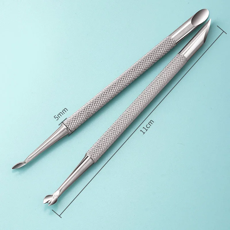 1 Pc Double-ended Stainless Steel Cuticle Pusher Dead Skin Push Remover Trimmer for Pedicure Manicure Nail Art Cleaner Care Tool