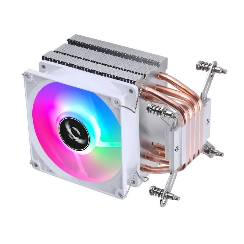 QiuzAim PC Tower Type Radiator x79 x99 Processor Air-Cooled White cpu cooler Fan mute 4 Heat Pipe install LGA2011 e5 2066 2099