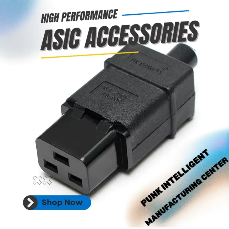 

AC 250V 16A C19 female socket power cord connector black