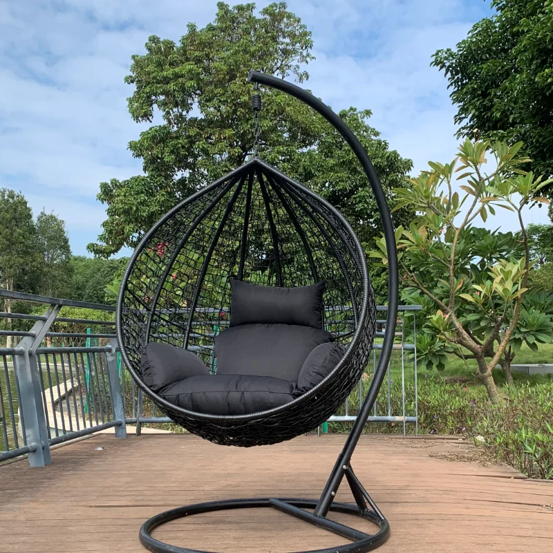 Factory wholesale hanging egg chair swing chair folding patio swings outdoor egg chair swing with stand