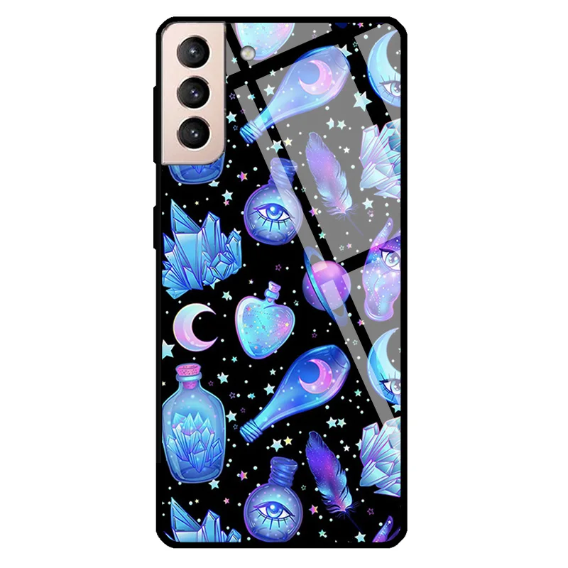 Pastel Goth Witch Creepy Witchy Tempered Glass Case For Samsung Galaxy S20 FE S22 S21 S23 Ultra Note 20 S9 S10 Note 10 Plus