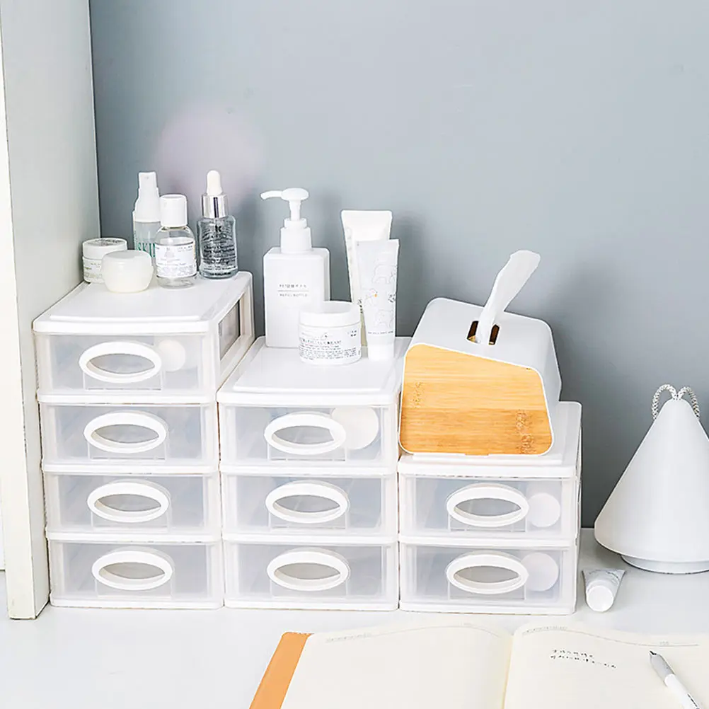 

1Pcs Desktop Cabinet Multi-Layer Storage Box for Stationery Cosmetics Independent Drawers Layered Design High-Quality Plastic