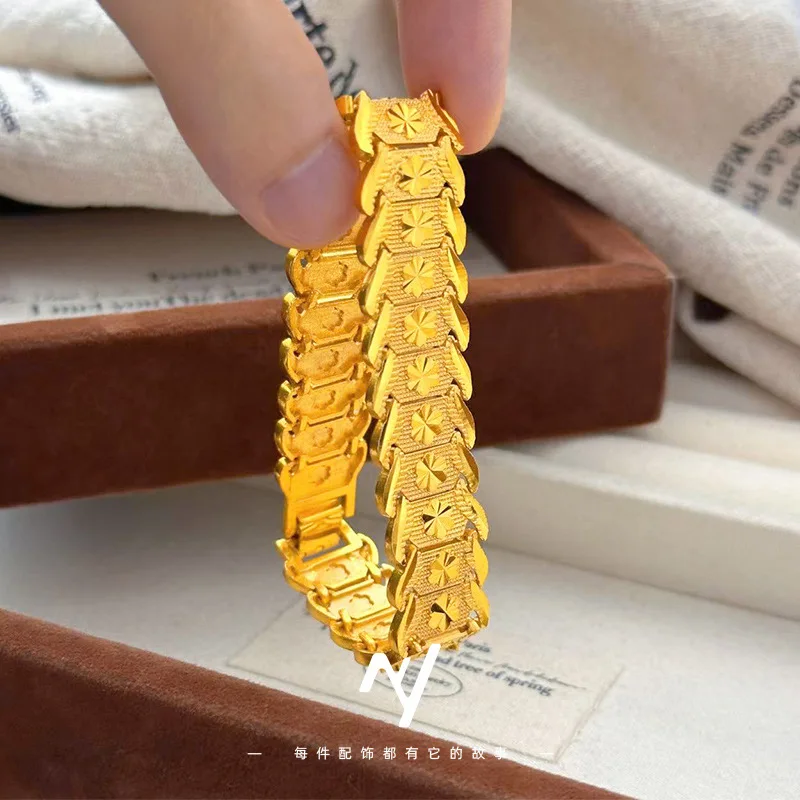 

Luxury 24K 9999 Pure Gold real gold Personalized Watch Chain Men's Bracelet